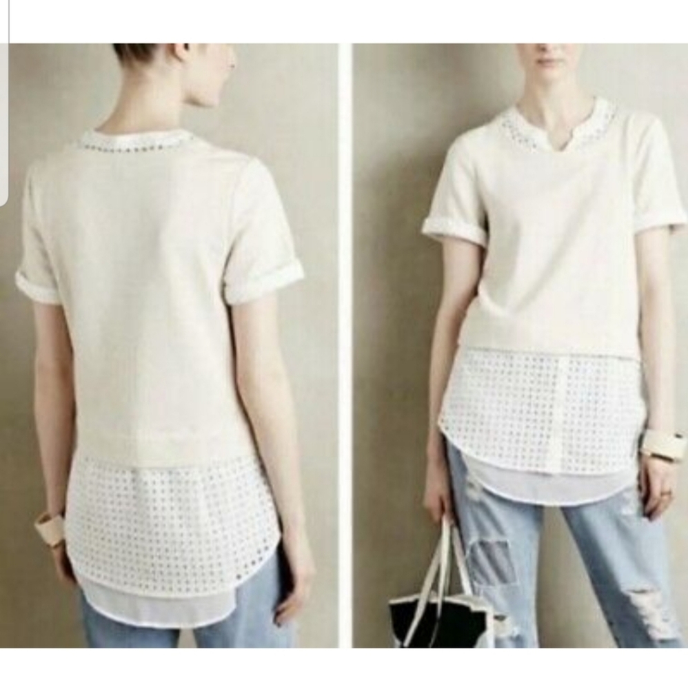 ANTHROPOLOGIE Postmark Eyelet Layered Shirt